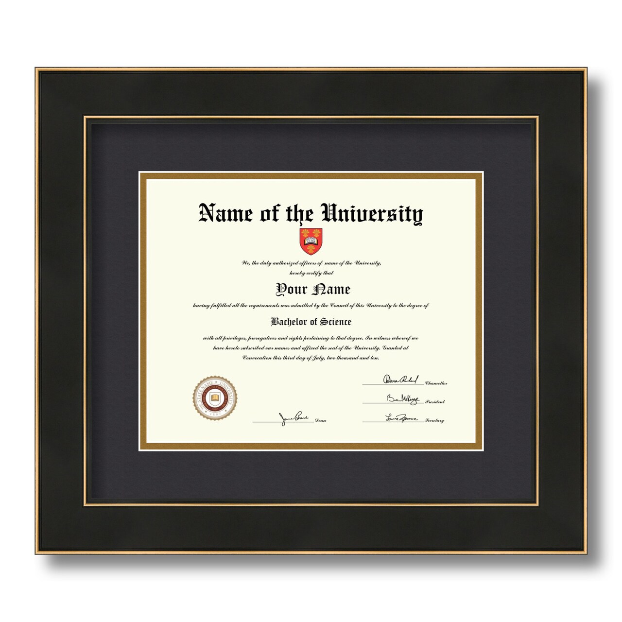 ArtToFrames 8x10 inch Diploma Frame - Framed with Black and Gold Mats, Comes with Regular Glass and Sawtooth Hanger for Wall Hanging (D-8x10)